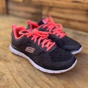 SKECHERS | Flexsole Skech Knit Trainers Memory Foam Shoes Pink Black 8